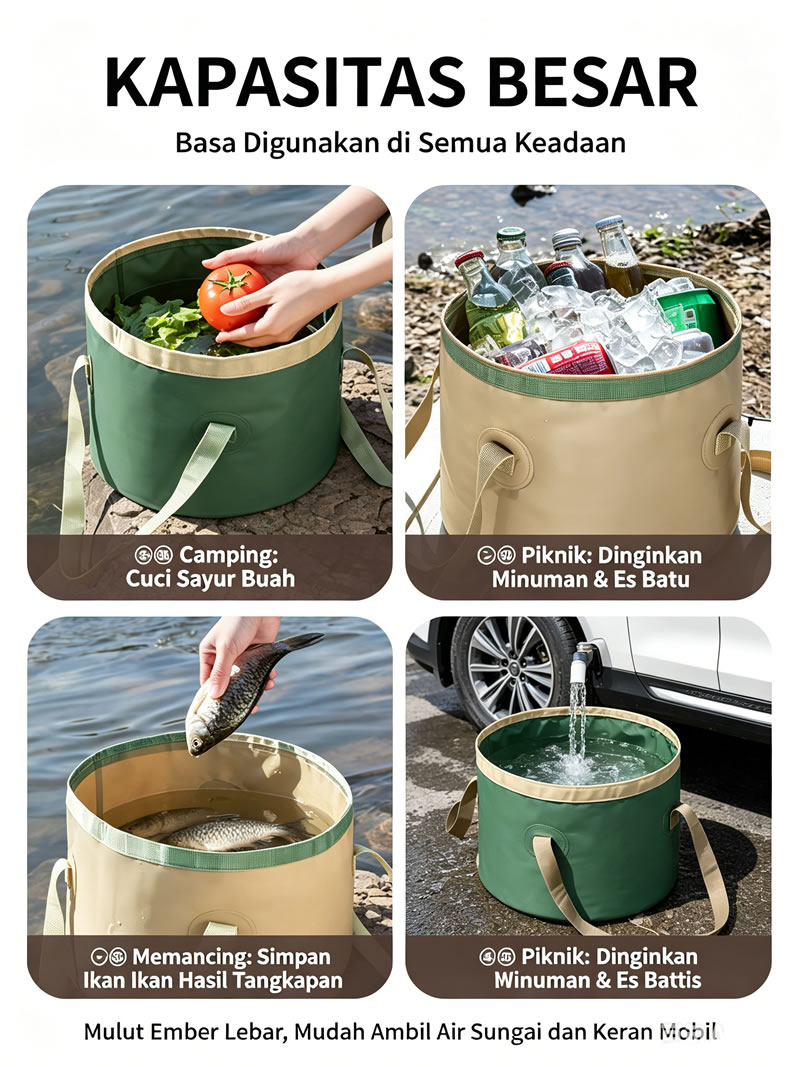 Bek air berlipat berkemah